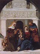 Lodovico Mazzolino The Holy Family with Saints John the Baptist,Elizabeth and Francis oil painting artist